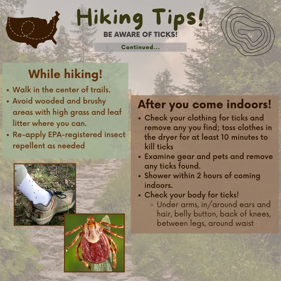 When hiking, be mindful of ticks