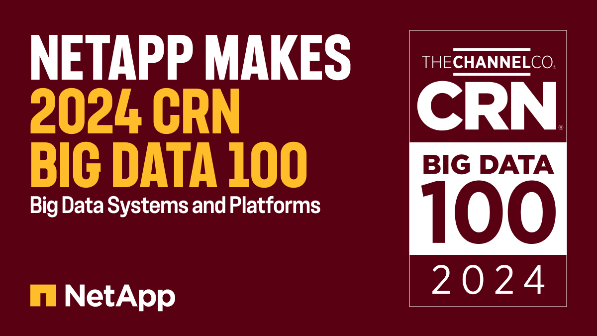 We're SO proud to be on @CRN's #CRNBigData100 list! 👏 Making this list is a testament to our dedication in helping our customers build intelligent data infrastructure solutions. Read the news: ntap.com/3QfuT3j @TheChannelCo