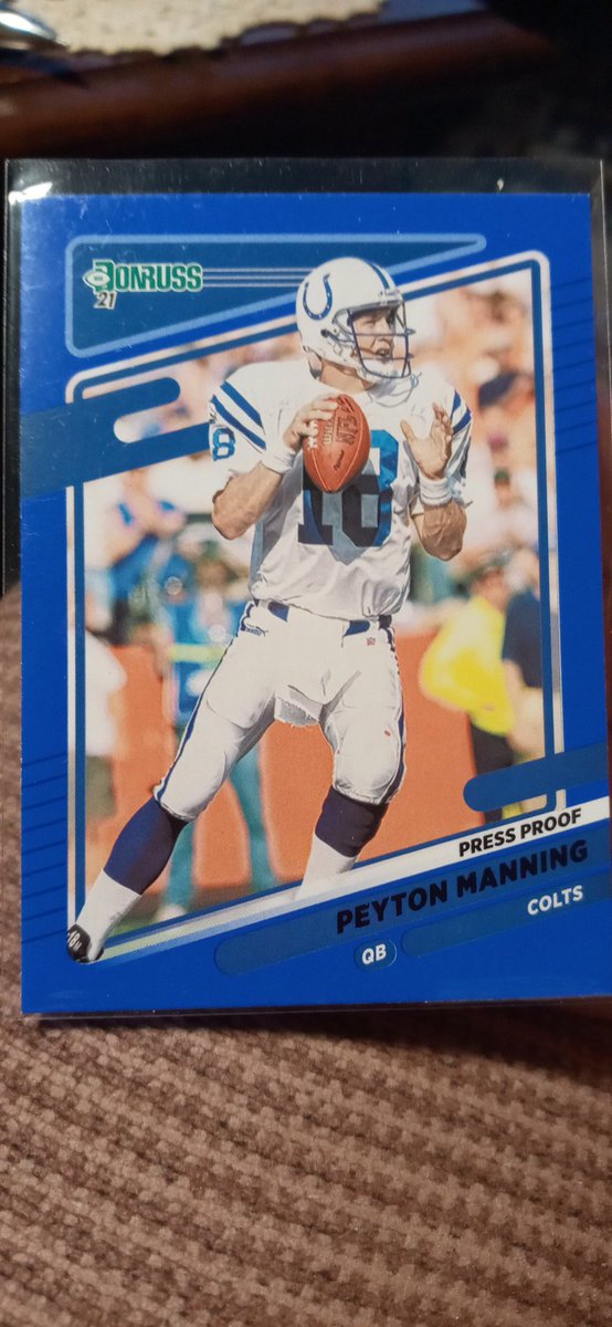 We have here a Football 2021 Peyton Manning #Colts Donruss Press Proof Card #148. Asking $2.00. Feel free to make any offers. Retweet or stack if you want. @HobbyConnector @Acollectorsdrea @sports_sell @CardboardEchoes
