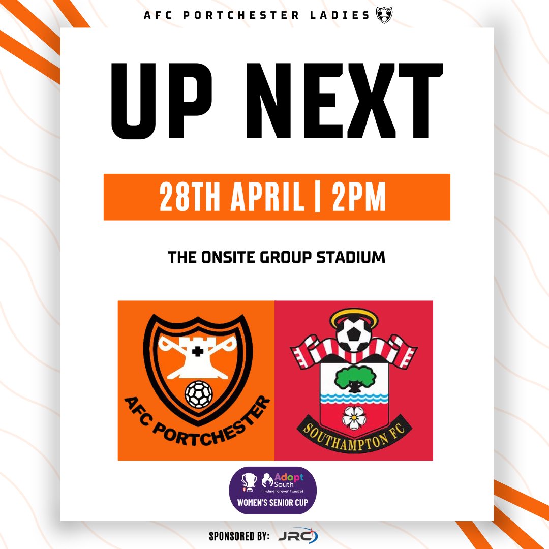 It’s almost semi final time! 🏆 We take on Southampton U21’s a win will see us book a spot in the Women’s Senior Cup Final. 📍 The Onsite Group Stadium, PO16 9DP 🚪 Gate opens at 1pm 🎟 £4 adults, U16’s free ☕️ Refreshments available 🚗 Parking available (this is charged) 🍊