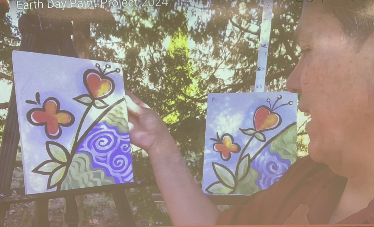 MarkMcEnery's tweet photo. Today we followed Indigenous Artist, Mr. Moses Lunham in creating a beautiful spring scene for Earth Week. @JohnApostleOCSB https://t.co/89YLycBcA7