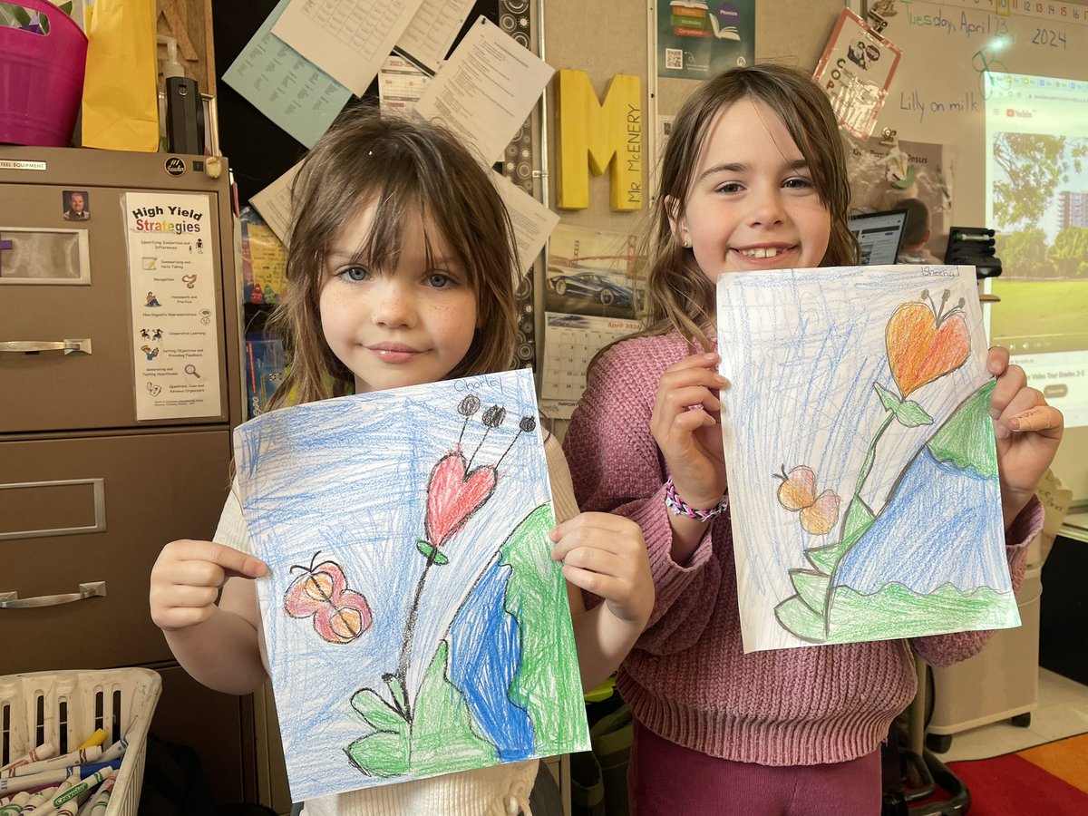 MarkMcEnery's tweet photo. Today we followed Indigenous Artist, Mr. Moses Lunham in creating a beautiful spring scene for Earth Week. @JohnApostleOCSB https://t.co/89YLycBcA7