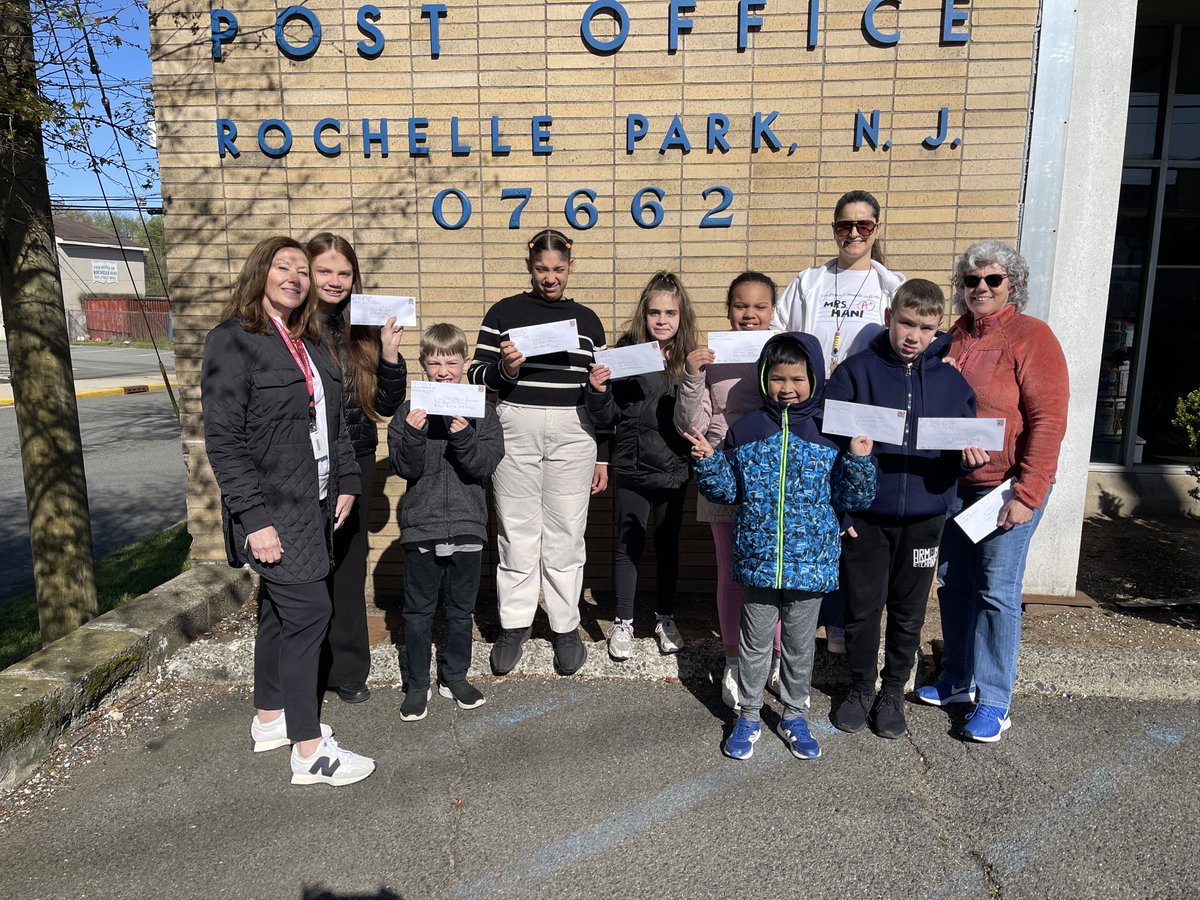 RpMidland's tweet photo. Mrs. Horohoe taught the students in Mrs. Hani's class how to write a letter&amp;address an envelope during their social skills lessons. The students wrote letters to pen pals at another school! The students then took a field trip to the Rochelle Park Post Office to mail their letters https://t.co/ymZhZmaigG