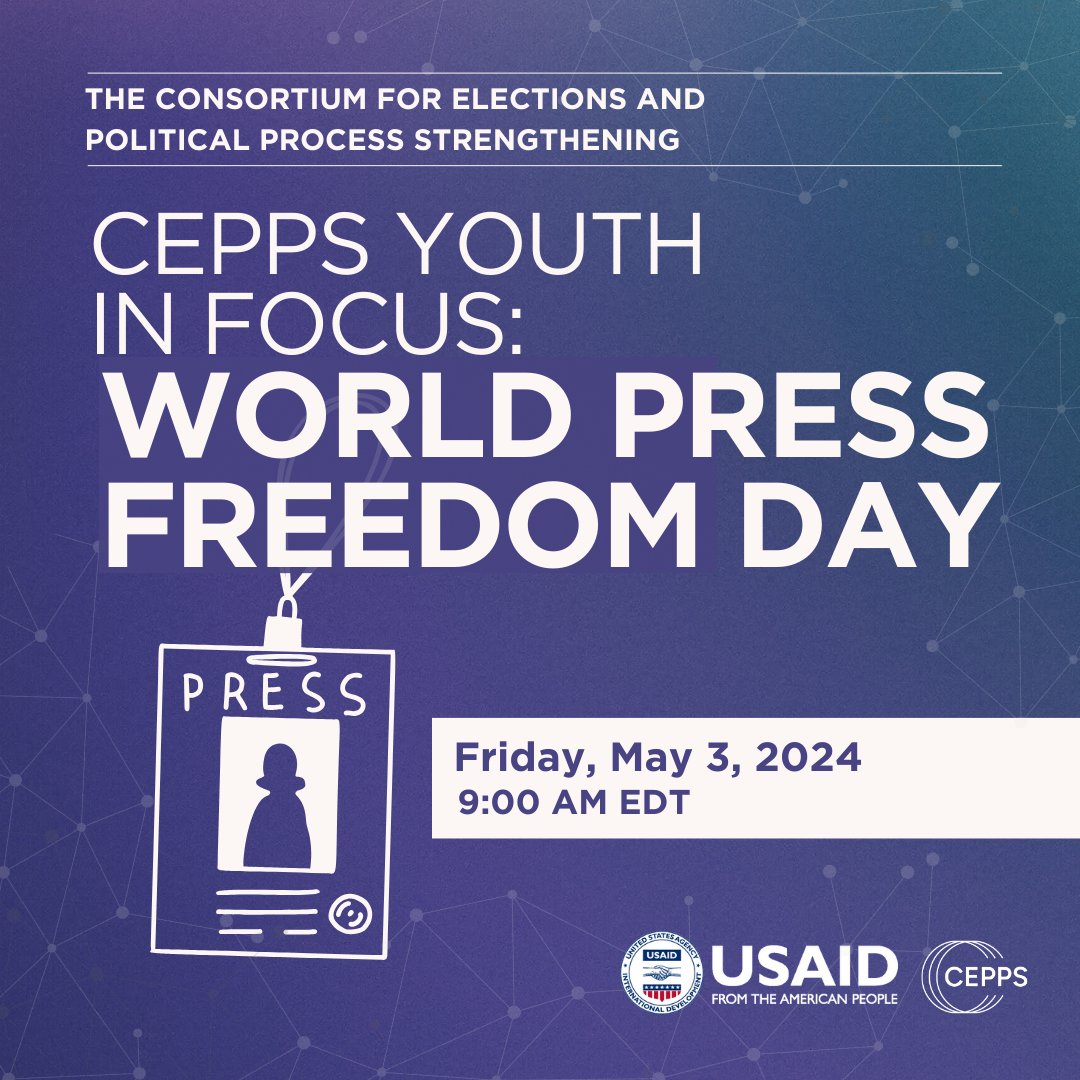 For #WorldPressFreedomDay, join @cepps virtually on May 3 to hear from youth across the globe fighting for press freedoms/freedom of expression & combatting disinformation ✊ Ft. Internews' partner, Youth Innovation Lab in Nepal! Register here: bit.ly/44gdu0u