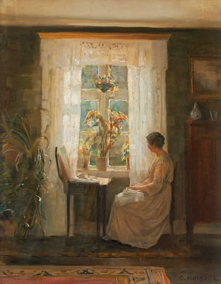 🎨Carl Vilhelm Holsøe (1863-1935) A Woman at a Sunny Window