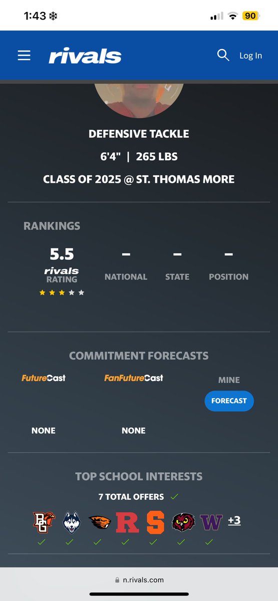 Blessed to be ranked as a 3⭐️ @RivalsFriedman @RivalsCamp @adamgorney @Coach_Ander5on @BrianDohn247