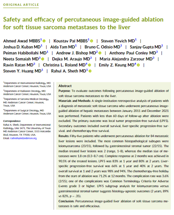 ACS Journal Cancer (@journalcancer) on Twitter photo This new <a href="/MDAndersonNews/">MD Anderson Cancer Center</a> study aims to assess the safety and efficacy of image-guided ablation for soft tissue sarcoma metastases to the liver.
acsjournals.onlinelibrary.wiley.com/doi/full/10.10…
<a href="/OncoAlert/">OncoAlert</a> This new <a href="/MDAndersonNews/">MD Anderson Cancer Center</a> study aims to assess the safety and efficacy of image-guided ablation for soft tissue sarcoma metastases to the liver.
acsjournals.onlinelibrary.wiley.com/doi/full/10.10…
<a href="/OncoAlert/">OncoAlert</a>