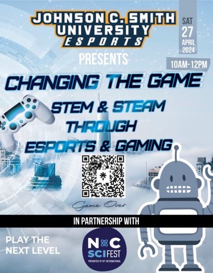 #JCSU Esports and Gaming Trifecta, is proud to partner with the @ncscifest to host an educational and engaging session titled Changing the Game: Exploring STEAM Career Pathways through Esports & Gaming @jcsuesportsclub #NCSciFest #GoKelvinGo #ScienceforAll #JCSUEsports