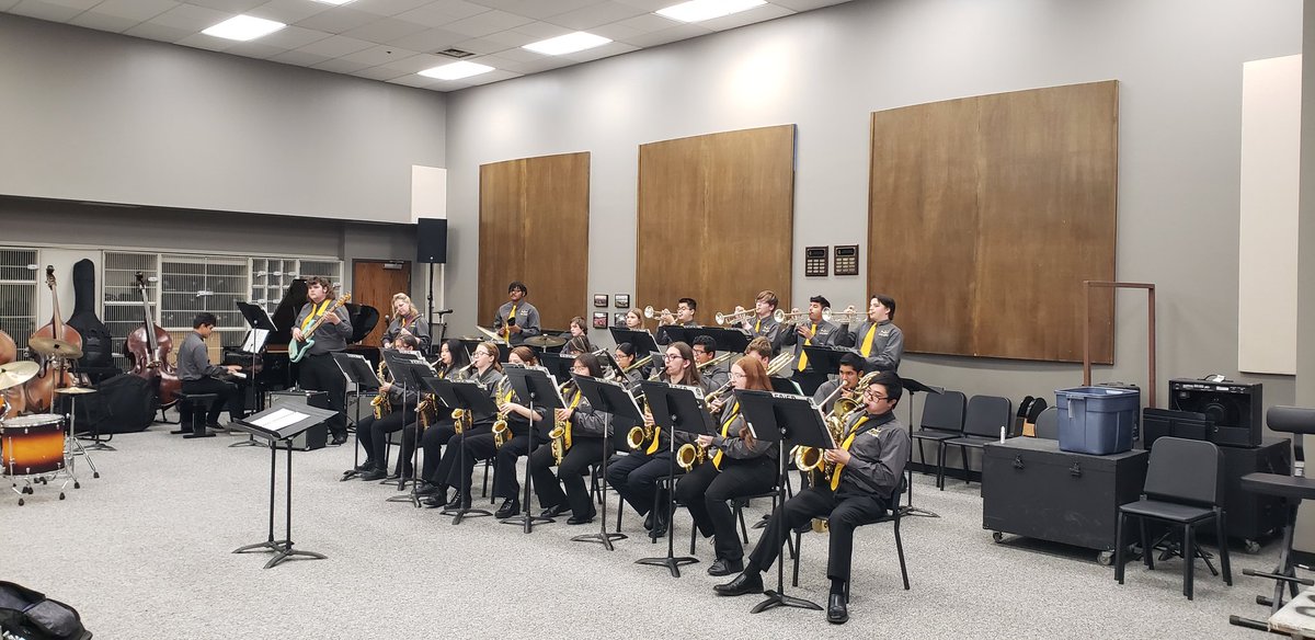 Extremely proud of our Jazz Band today for earning an Excellent Rating (2-1-2) at the OSSAA State Jazz Contest at OCU. 

We would like to thank our local American Legion/ VFW Post for purchasing lunch for us today! THANK YOU!