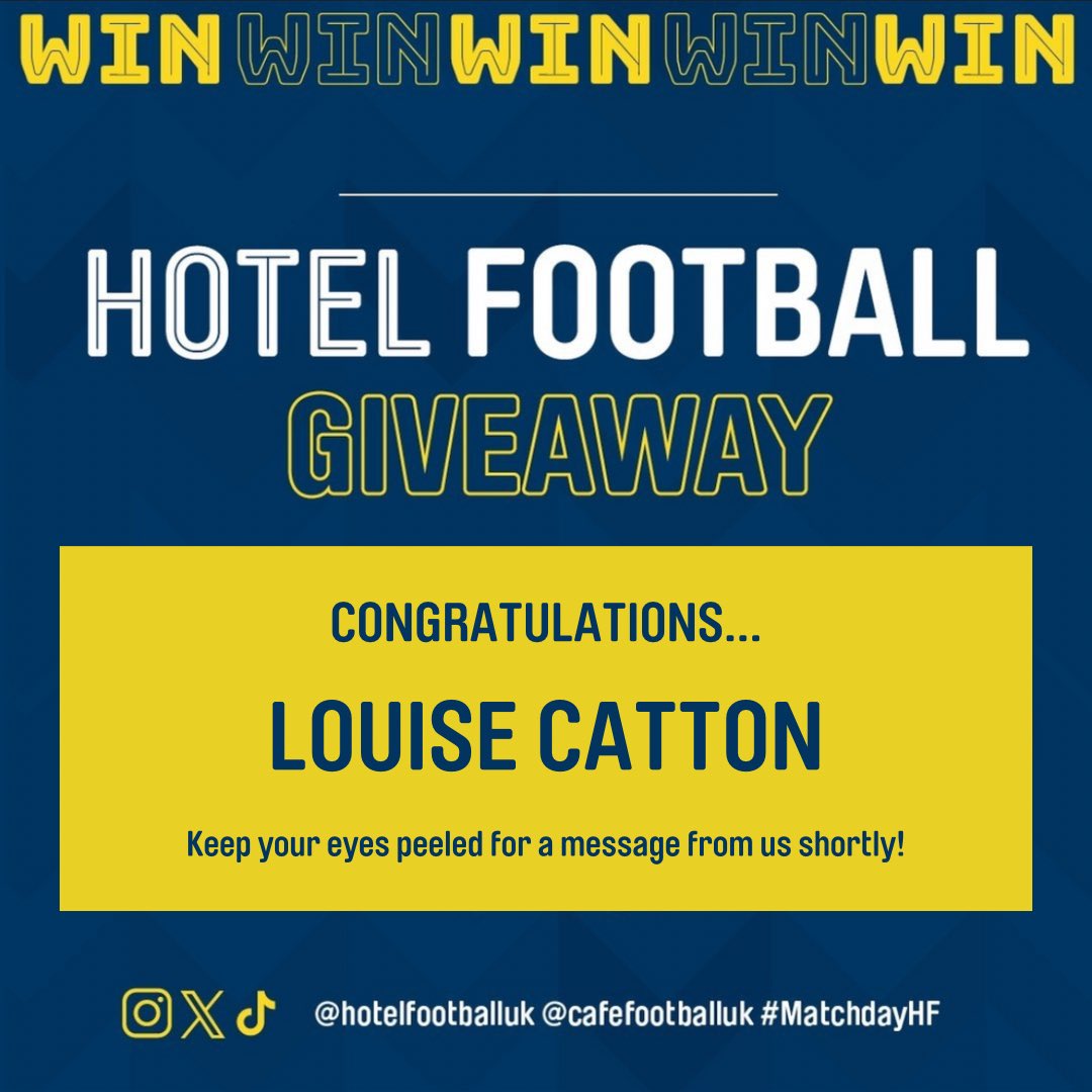 And the winner is…. Congratulations Louise!🏆 Thank you to all who took part, and don’t worry if you didn’t win this time, there’s plenty more to come😉 #winner #Congratulations #hotelfootball #competition #manutd