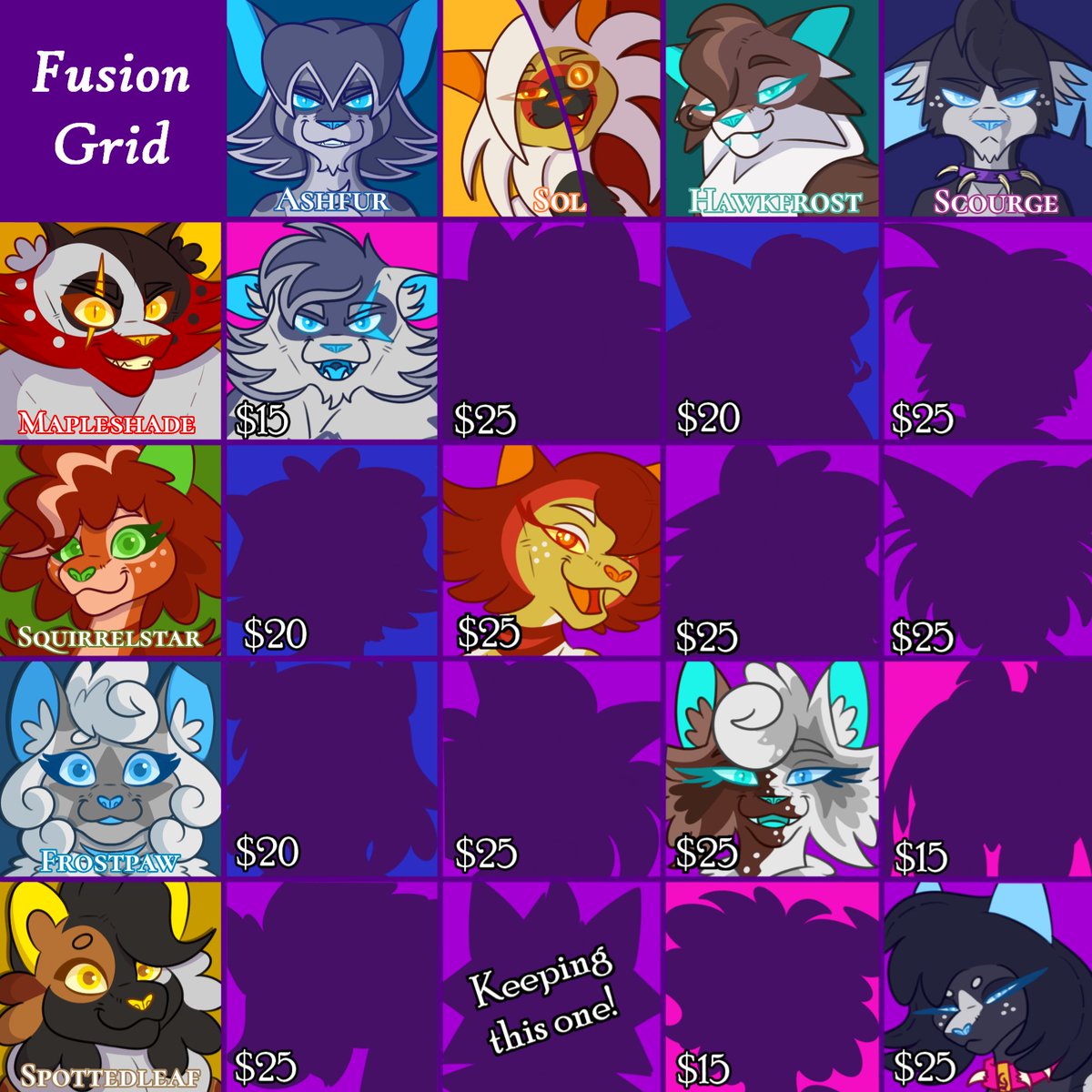 _DanSly_'s tweet photo. IT'S HEREEEE!! (Pre-claim)
✨Fusion grid adopts! Comment or DM to claim!✨ Please share and RT if you can! 💜
-Prices in USD
-Payment through PayPal.
-The adopt will be sent by email.
#warriorcats #fusiongrid #fusiongridadopt #warriorcatsoc #catoc #adoptables #catadopt https://t.co/t49fT5j0hT