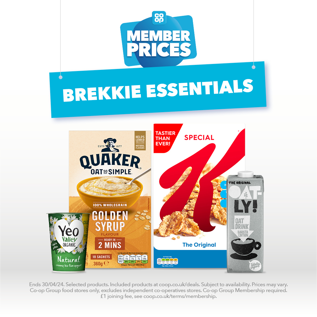 Start the day right with savings on breakfast essentials ☀️
The <a href="/coopuk/">Co-op</a> Big Event has even more Member Prices 
Not a Member yet? Sign up now 👉 coop.co.uk/membership