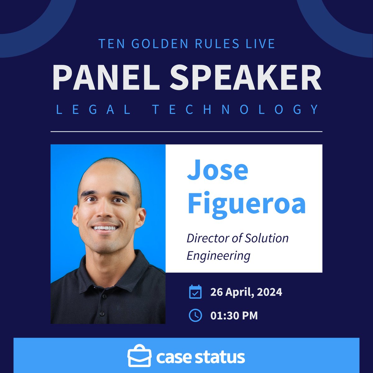 We are beyond excited to announce that our very own Jose Figueroa, director of Solution Engineering, will be a featured speaker on the technology panel at the upcoming Ten Golden Rules Live conference! 

Learn more: hubs.ly/Q02tQr0w0

#legalmarketing #techtalk #legaltech