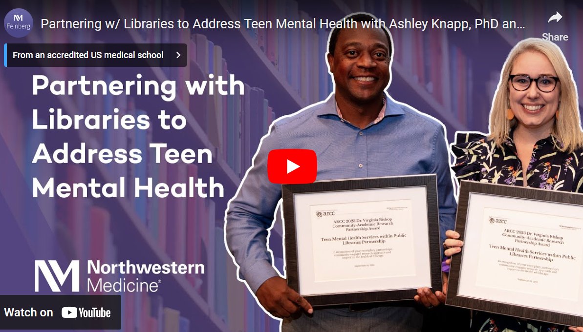 Ashley A. Knapp, PhD (@AshleyAKnapp), assistant professor of Psychiatry and Behavioral Sciences, and Robert Simmons, director of social services and public safety at @oakparkpubliclibrary, discuss their award-winning project that brings digital #MentalHealth resources to…