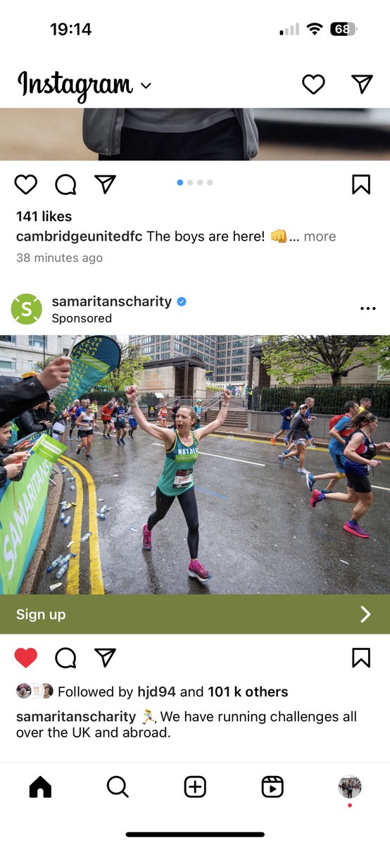 An honour to be an @samaritans poster girl! A privilege to run for them 💗