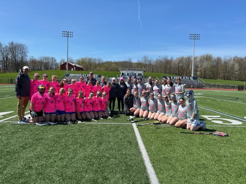 CazGirlsLax and JE played a Pink Stick-it-to-Cancer game today raising awareness for cancer treatment. Caz came away with a 10-8 victory on the field, but both teams won today! It was a battle of 2 Coach Byrne's with 1st cousins being the coaches for the two squads!