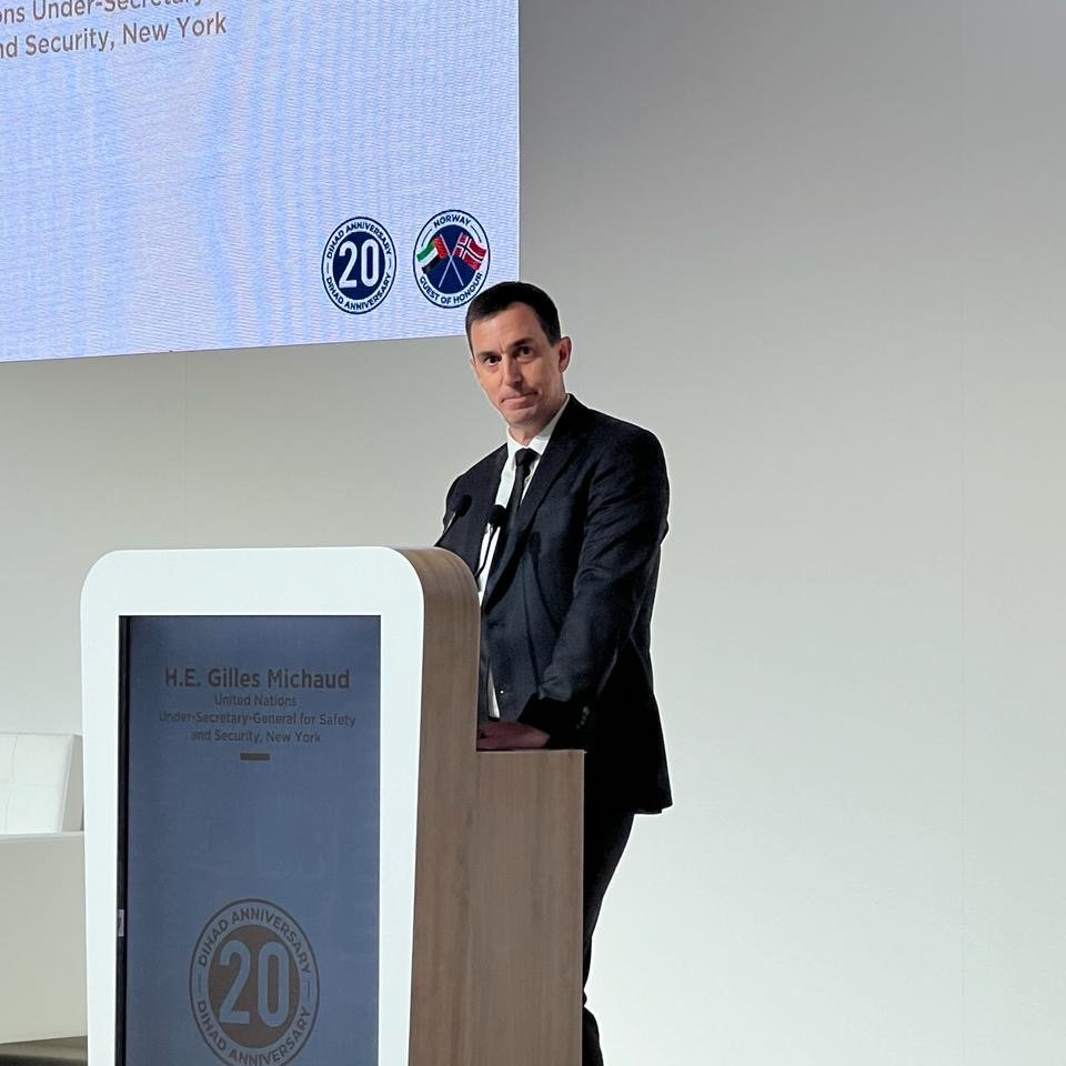 UNDSS's tweet photo. "Security planning & service delivery must be embedded within humanitarian strategies from the outset. This integration ensures that our efforts are not an afterthought but a foundational element of humanitarian aid," USG Michaud during @dihad 2024 conference in #Dubai #DIHAD20th https://t.co/mkyd2MxQ2O