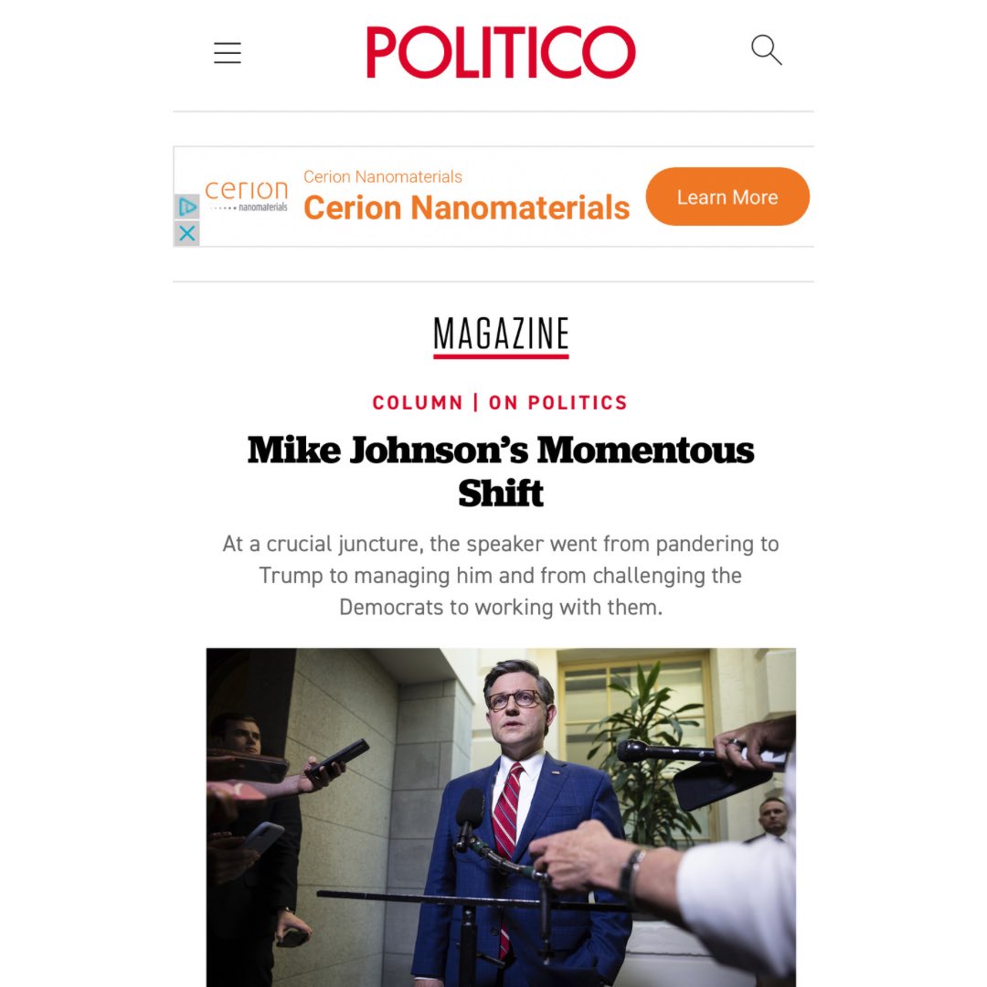 The corporate media praise Mike Johnson’s “momentous shift” in favor of sending billions of dollars more in borrowed money to Ukraine. America First patriots call it what it actually is – a compelte betrayal. My article on Johnson’s horrific move: open.substack.com/pub/stevecorte…