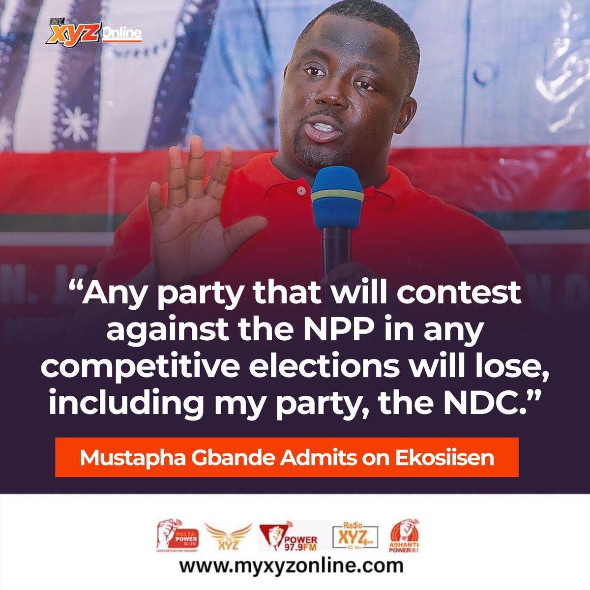 During an interview on Ekosiisen, Mustapha Gbande openly acknowledged that any political party, including his own, the NDC, would face defeat in competitive elections when pitted against the NPP.

#ItIsPossible 
#DMB2024
#Bawumia2024