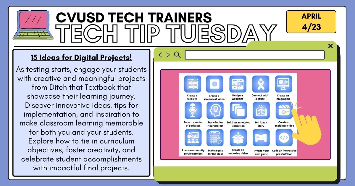 15 Ideas for Digital Projects: ditchthattextbook.com/10-ideas-for-d…