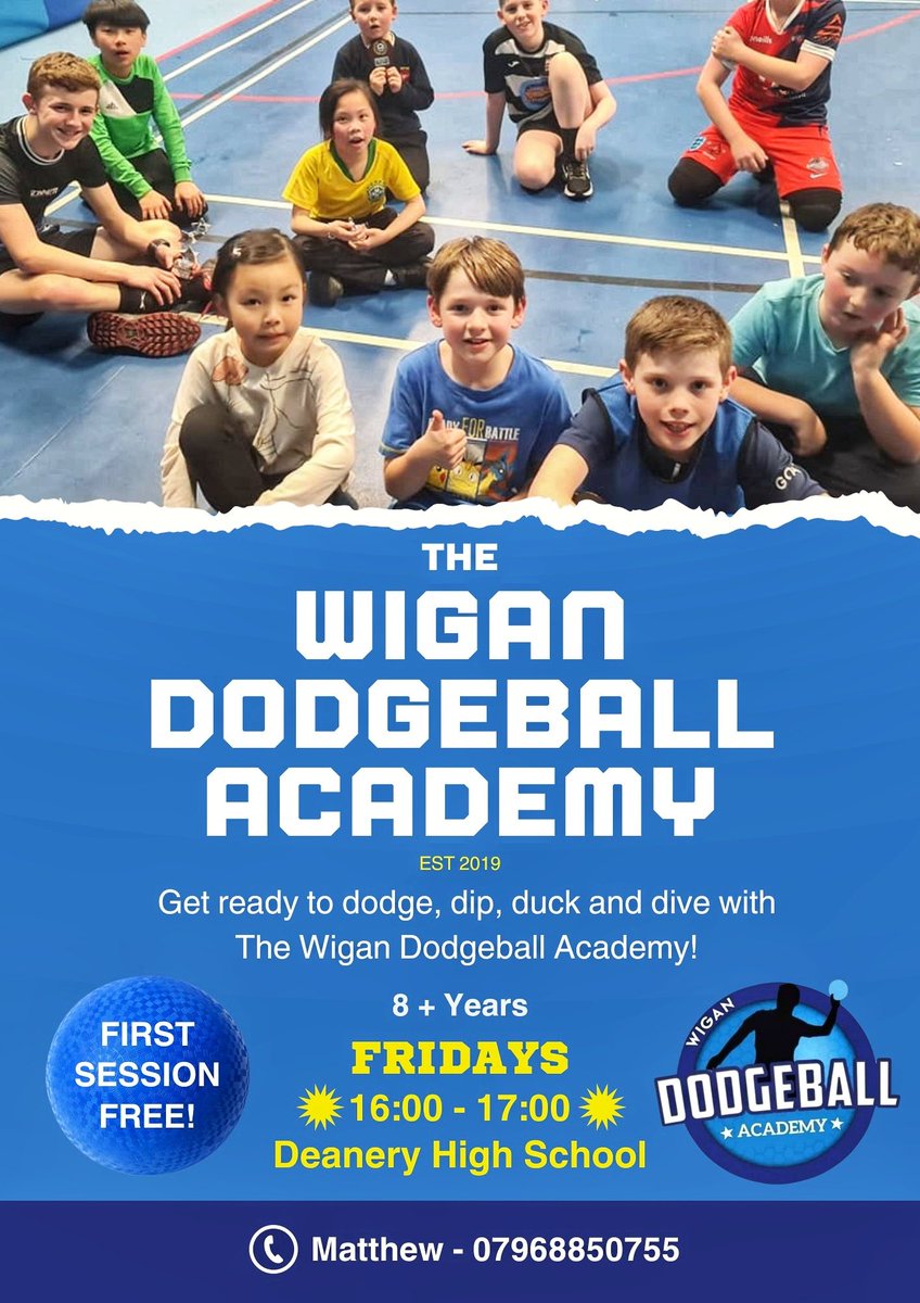 The Wigan Dodgeball Academy Is Back This Friday 🟢🔵 FRIDAYS FROM 4PM 🕓 @deaneryhigh 🏫 We Go Again On Friday 🟢🔵🔴 If ur child is 8yrs or over & would like2try a Wigan Dodgeball Session in APRIL or MAY get in touch 🙂👍🏻 1st SESSION IS FREE 🙌🏻 Send me a DM, Text or Call 👌🏻
