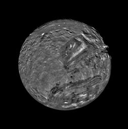 Happy National #Shakespeare Day! #DidYouKnow features on the surface of Miranda (a moon of Uranus) are named for characters and places in Shakespear's plays? This image is a mosaic of many images, produced by the USGS. Explore for yourself! planetarynames.wr.usgs.gov/Page/MIRANDA/t…