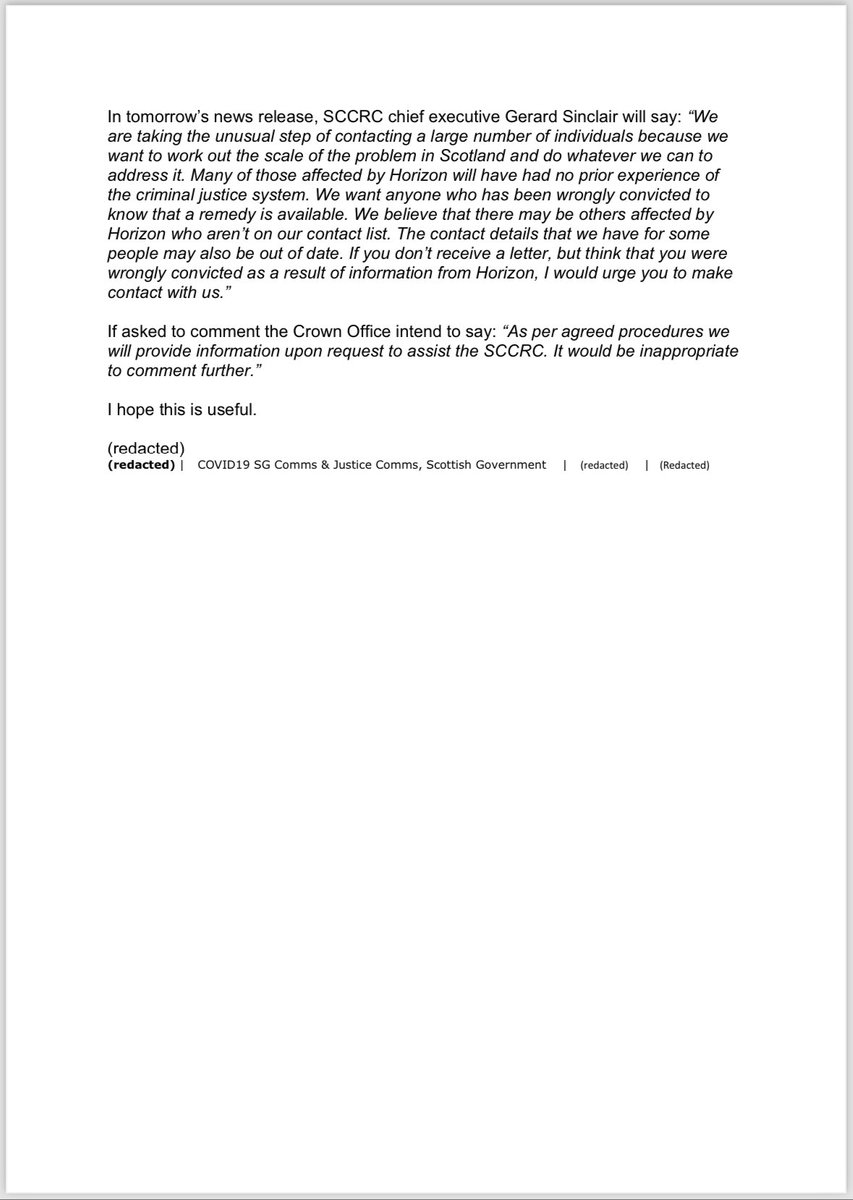 4/ And here is the correspondence received by Humza Yousaf (when he was Cabinet Secretary for Justice) which Scot Gov was so reluctant to disclose in the first place.