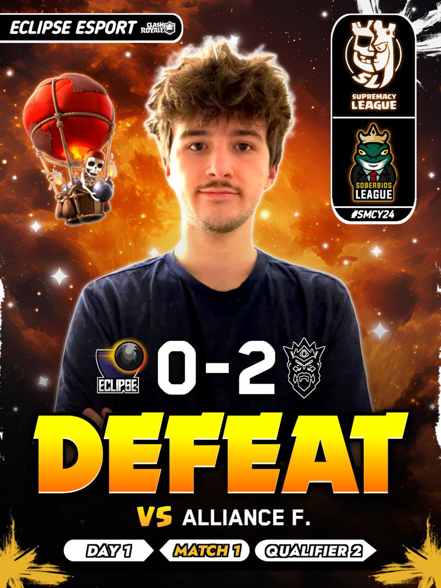 #CR || RESULT📈 🏆 | @CR_Supremacy x @SoberbiosL_2024 second match 🆚 | @AllianceForceBR ❌ | DEFEAT 0-2 Difficult start our roster ! We'll come back stronger ! #EclipseOnFire