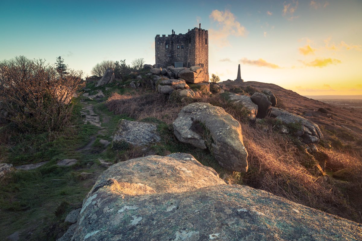 Golden hour light on Carn Brea in Cornwall. #cornwall #photography #goldenhour #photooftheday