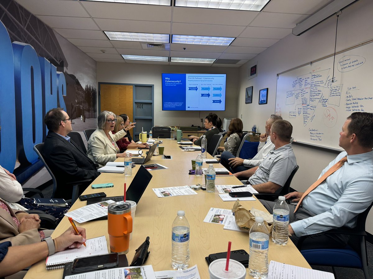 ScottSpurgeon1's tweet photo. Very Exciting meeting with Leadership from Sandra Day O’Connor High School, AP College Board, ADE Chief Strategy Officer, and West-MEC Leadership to discuss designing a national model through Career Kickstart beginning in the career pathway of Cybersecurity. https://t.co/3FHoYI0VIN