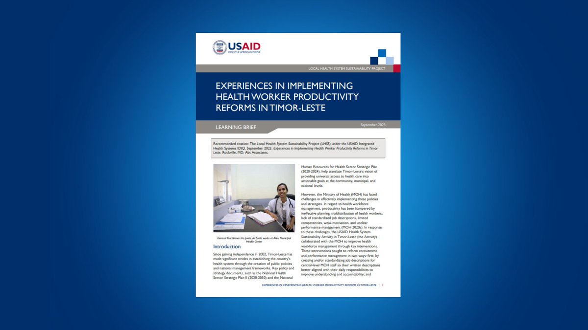 In #TimorLeste, LHSS supported the Ministry of Health to revamp workforce practices, prioritizing transparency   and local ownership. Explore our publication and learn how in-person training and institutionalization efforts are shaping a brighter future for health care services…