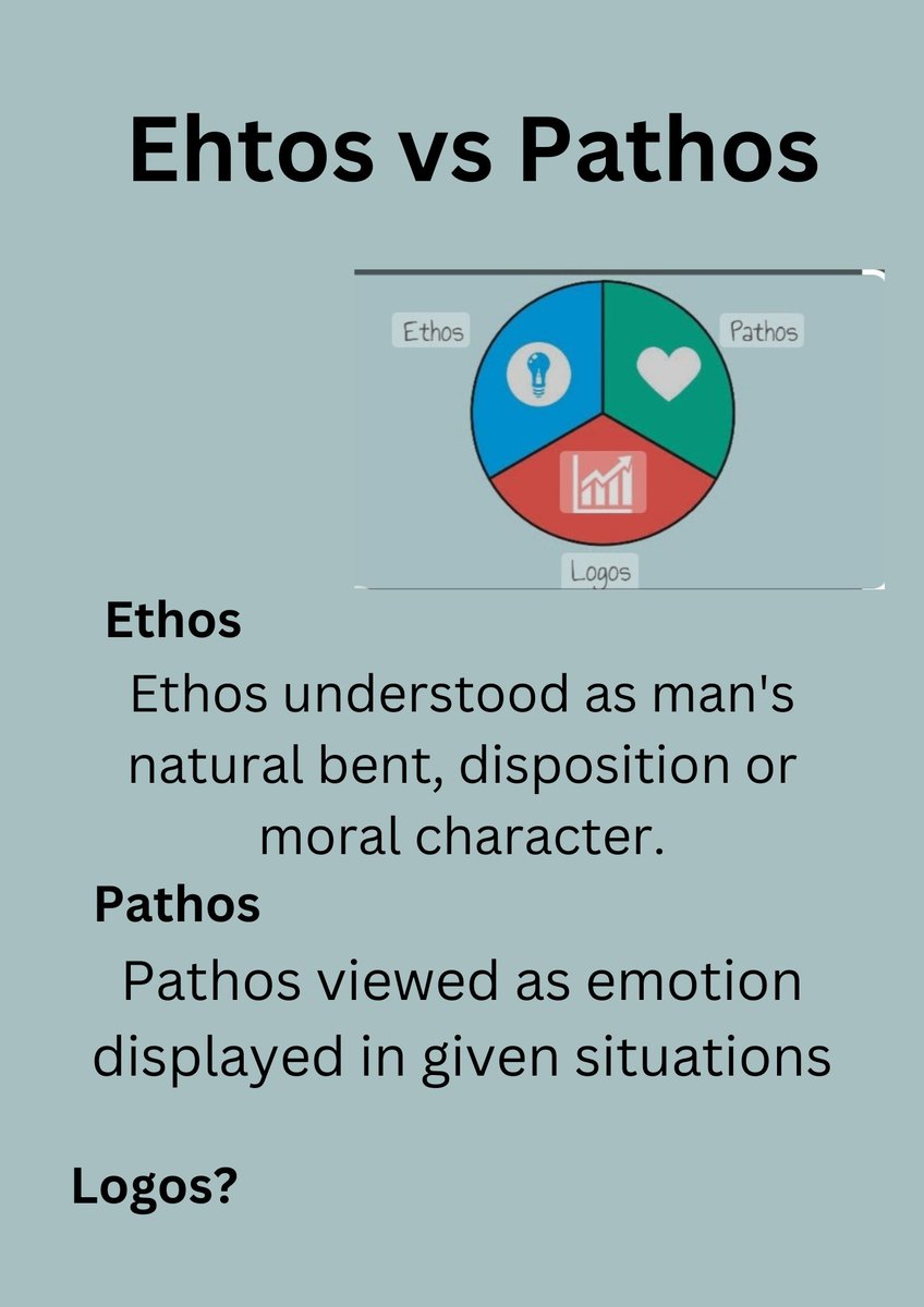 The Latin rhetorician Quintillian, in first century A.D., differentiated between Ehtos and Pathos #Literature #ethos #pahos