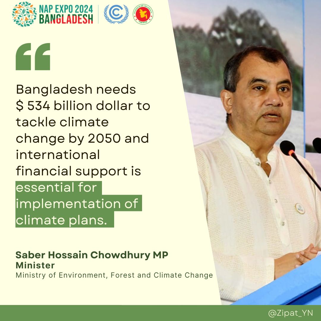 Minister @saberhc said this while delivering speech at the National Adaptation Plan Expo 2024, focusing on the advancement of Bangladesh's National Climate Plans. #NAPExpo2024 🇧🇩