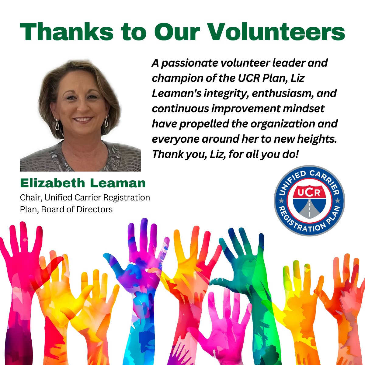 Shining a light on Elizabeth Leaman, a passionate volunteer for UCR Plan this #NationalVolunteerWeek! Her enthusiasm makes a difference. #ThankYouVolunteers #OneKellen #UCRPlan