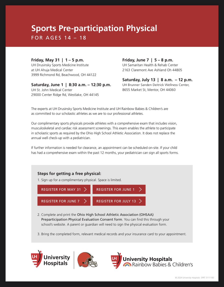 Rangers!

Check out the flyer below for information about FREE sports physicals for HIGH SCHOOL students only.