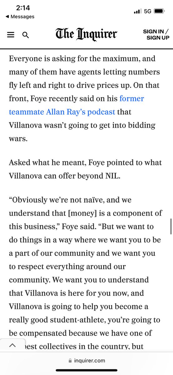 If you haven’t listened to episode 29 with Randy Foye what are you waiting for. He explains Villanova’s Mindset and how we approach NIL. Everything you need to know about NIL and @friendsofnova is in this episode.. podcasts.apple.com/us/podcast/ray…