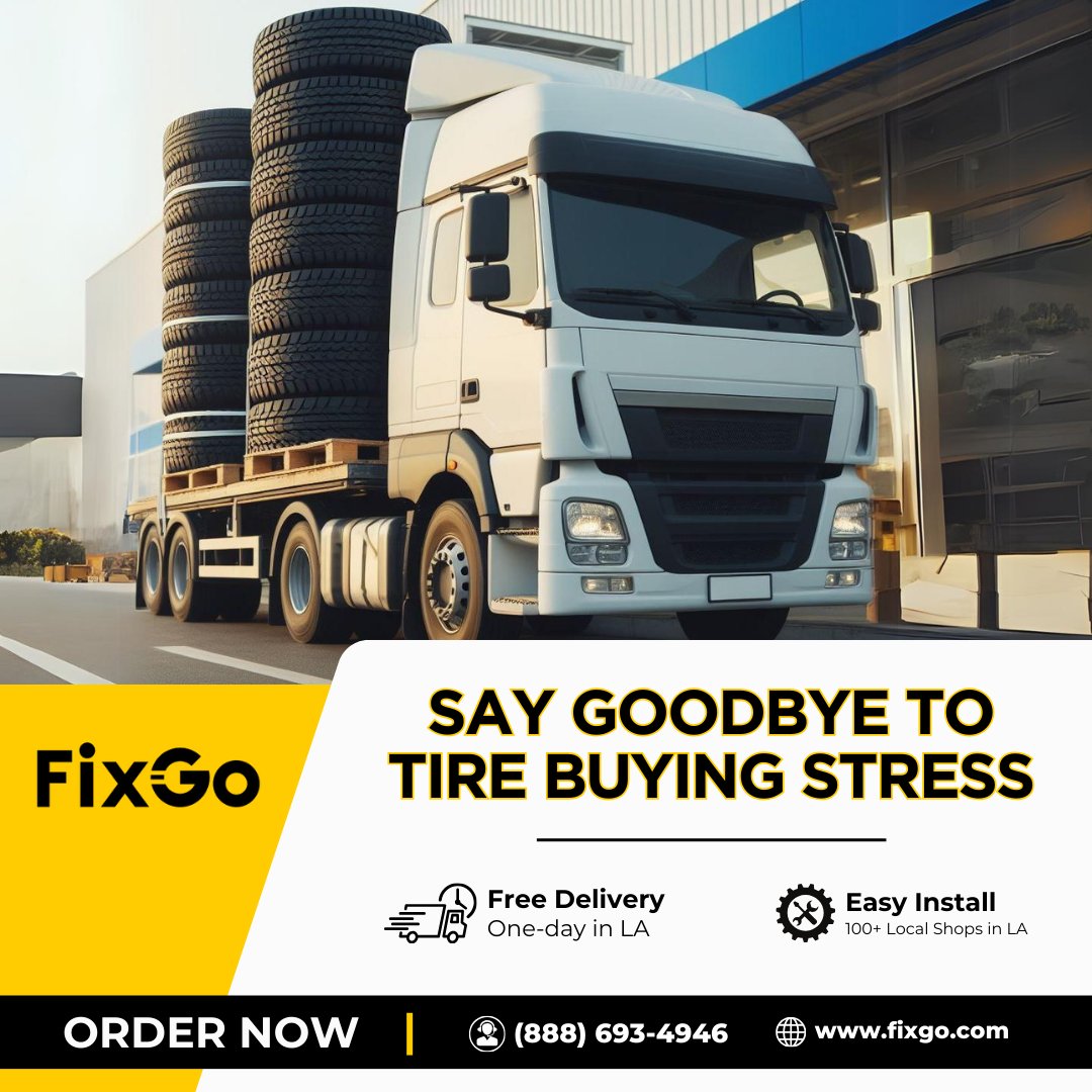 fixgomarketing's tweet photo. FixGo is an online tire shop, offering affordable, convenient, and hassle-free tire shopping in LA!

#cartire #vehicletire #affordabletires #newtireinstallation #tirereplacement #onlinetireslosangeles #newtireslosangeles #losangelestires #tireshoplosangeles #toptirebrands https://t.co/4Sah6NjlG4
