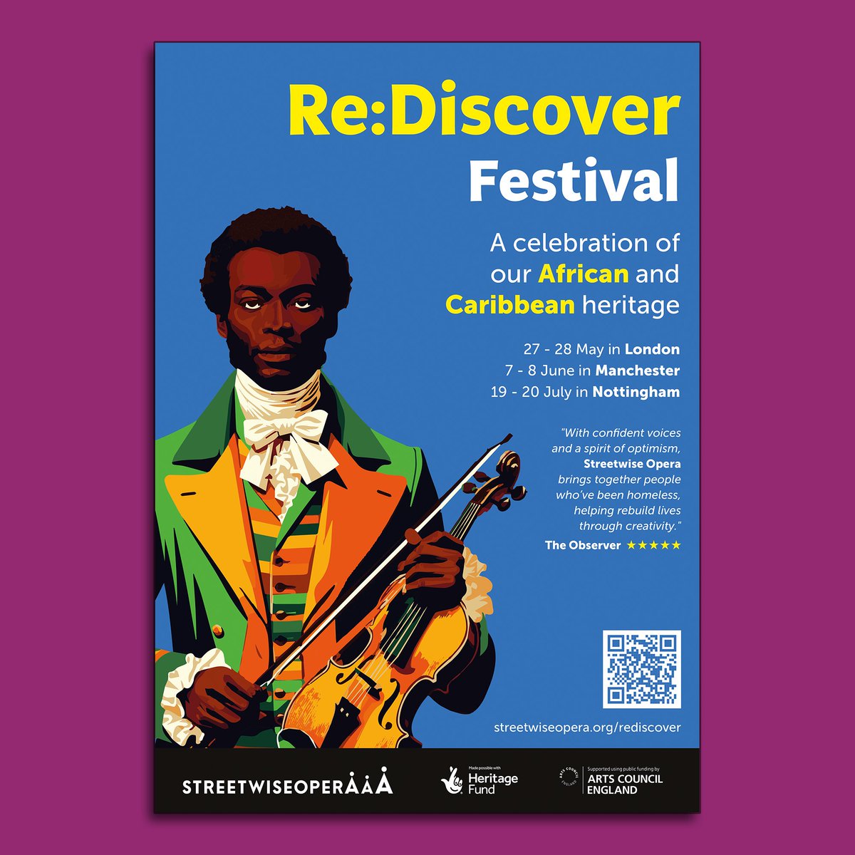 Tickets for the Re:Discover Festival are going fast! Make sure to book yours soon. 27-28 May at @stjohnswaterloo, 7-8 June at @BridgewaterHall and 19-20 July at @NottmPlayhouse. Join us for an exciting celebration of African and Caribbean heritage ⬇️ streetwiseopera.org/projects/redis…