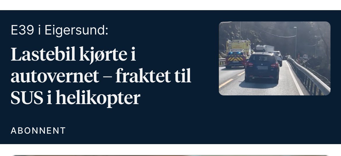 Her snakke me om et stort helikopter som kan ta med seg lastebilen te SUS. Men kor e avdelingen for lastebil på SUS 🤷🏼‍♂️
<a href="/StvAftenblad/">Broken Link POC</a>