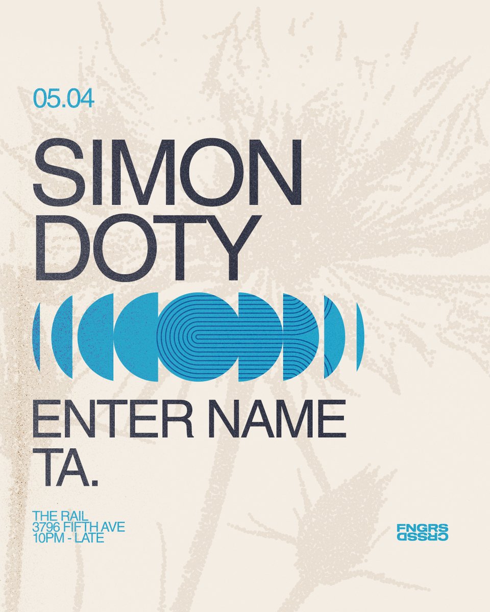 JUST ANNOUNCED: Canadian-born <a href="/SimonDoty/">Simon Doty</a> [<a href="/recessjams/">RECESS</a>] returns on Saturday, May 4th alongside <a href="/enternamemusic/">Enter Name 🇺🇦</a> &amp; TA. at <a href="/therailsd/">The Rail</a> ⚡

Tickets go on sale this Friday 4/26 at 11AM PT. Text “DOTY” to (855) 912-1457 to get the link straight to your phone when they open 📲
