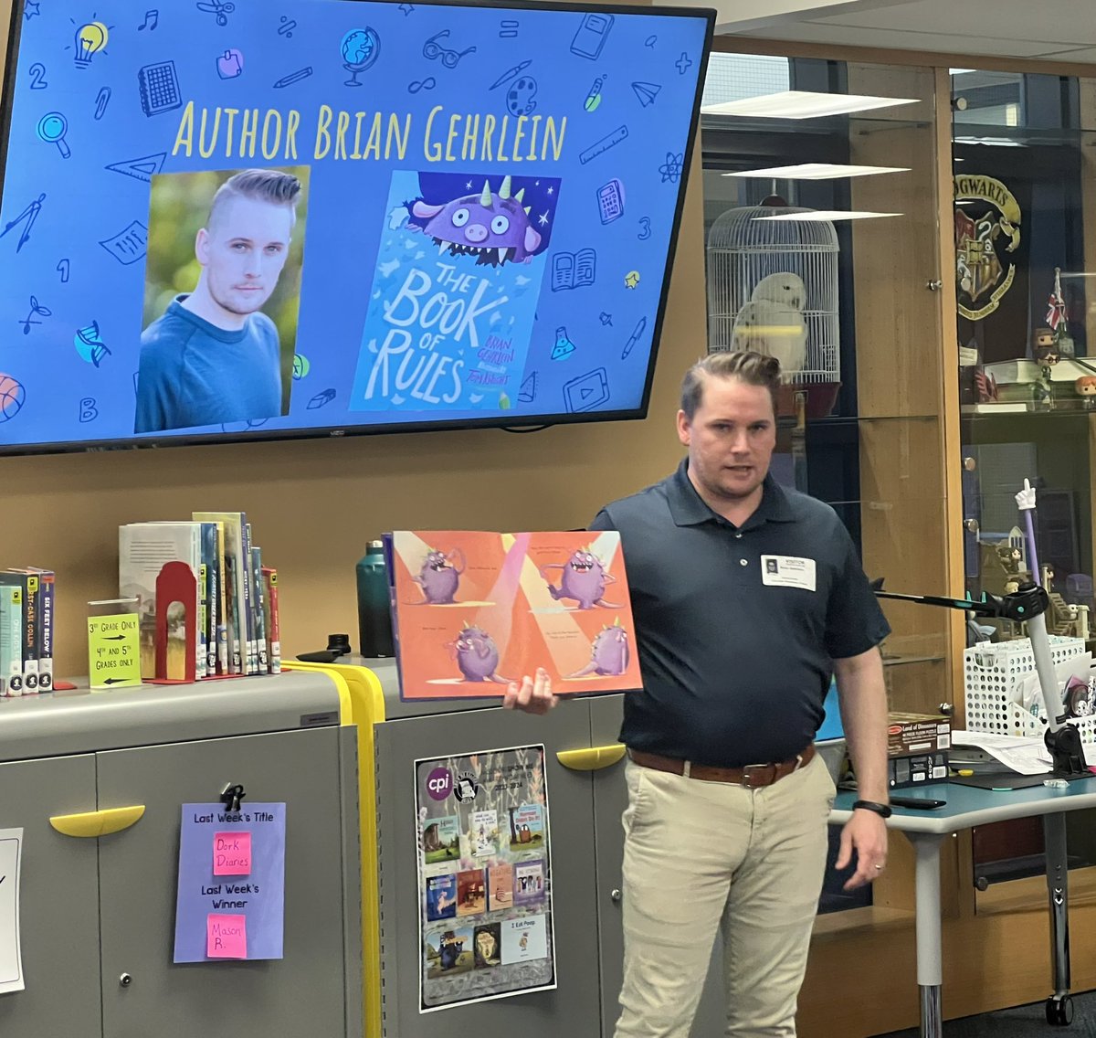 Author <a href="/BrianGehrlein/">Brian Gehrlein 😈</a> shared The Book of Rules with these <a href="/ChouteauSchool/">Chouteau Elementary School</a> Dragons!  We were NOT Dennis food. <a href="/NKCSchools/">NKC Schools</a> #nkclibraries <a href="/WalkerAnjanette/">Anjanette Smith</a> @angiegroenke