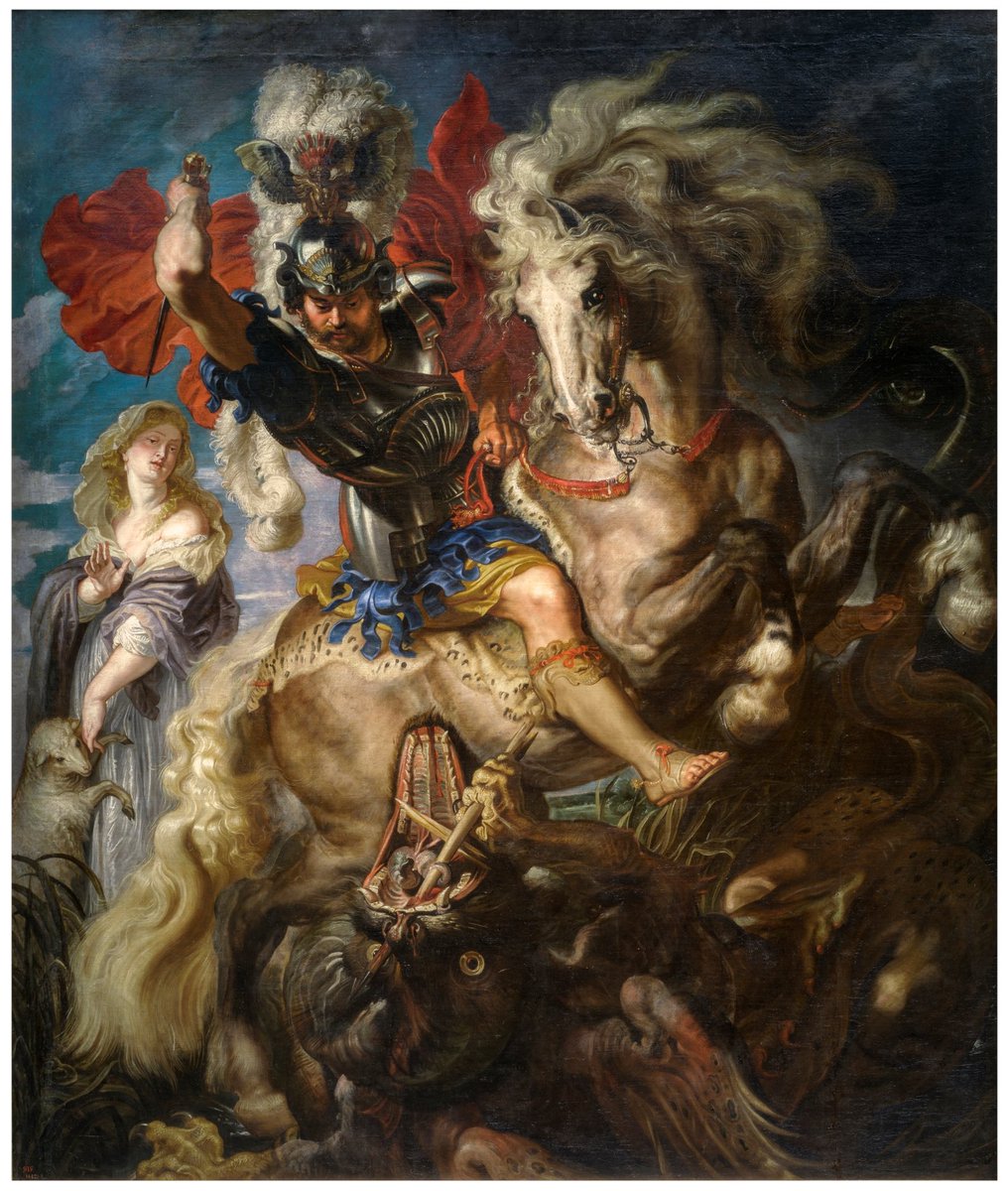 El San Jorge de Rubens del @museodelprado comprado por Felipe IV en 1640 a la muerte del pintor en la almoneda de sus bienes. Comisión especial encargada al cardenal-infante don Fernando.