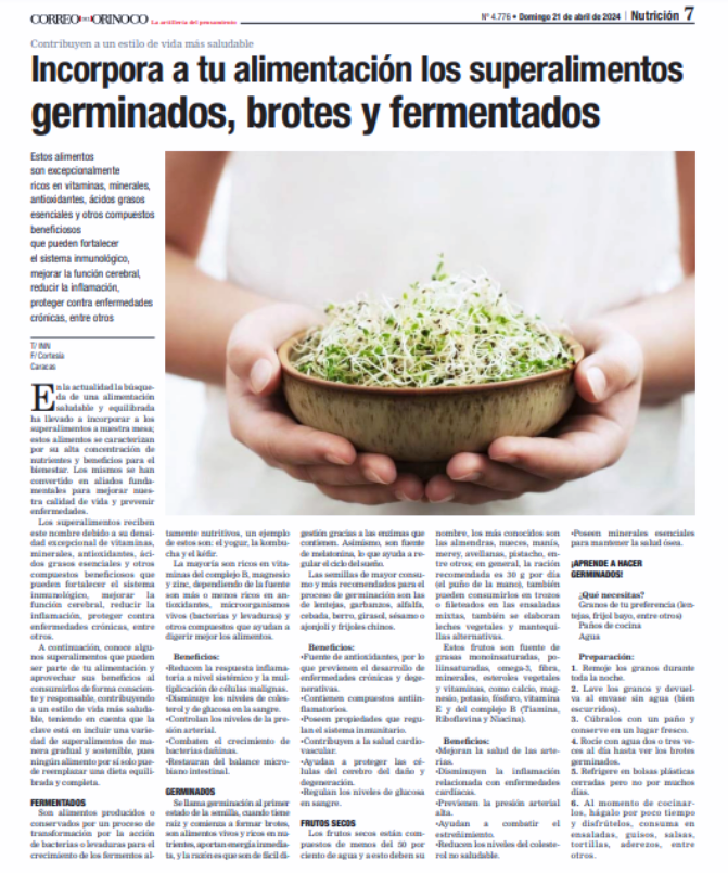 gestionsINN's tweet photo. Los germinados brotes y fermentados considerados un súper alimento aprovechemos sus beneficios! #AgarraDatoCome4S @InnVenezuela #VenezuelaEsDDHH https://t.co/CPNHNuY6Ez