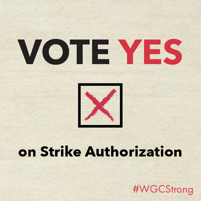 30 more minutes until voting for the @WGCtweet Strike Authorization closes. If you are a WGC member, please vote YES and help protect the future of Canadian screenwriting #WGCstrong #WGCSolidarity #WGC #WritersNotRobots