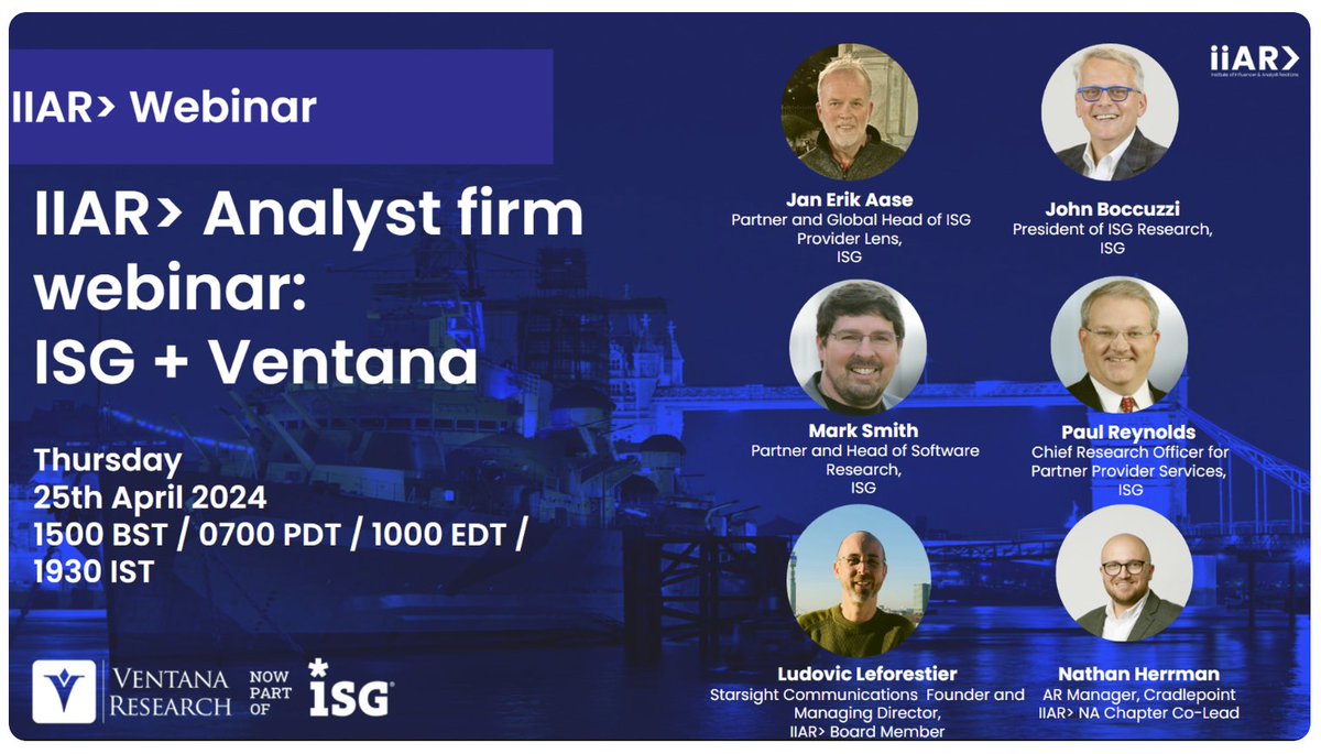 ❓ How has ISG changed since the acquisition of @VentanaResearch? Tune in to find out! ➡ lnkd.in/ddW_RY_s ⬅ Join us as we talk to @IIAR about how we're up-leveling our research and innovation. #analystrelations #softwareresearch #iiar