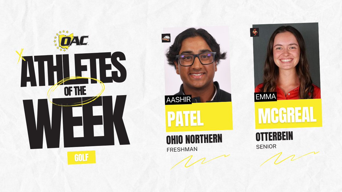 OHAthleticConf's tweet photo. Athletes of the Week | Golf
Aashir Patel, @ONUsports
Emma McGreal, @Ott_Athletics
#OAC #OACGolf⛳️ https://t.co/yWXEw0vMfR