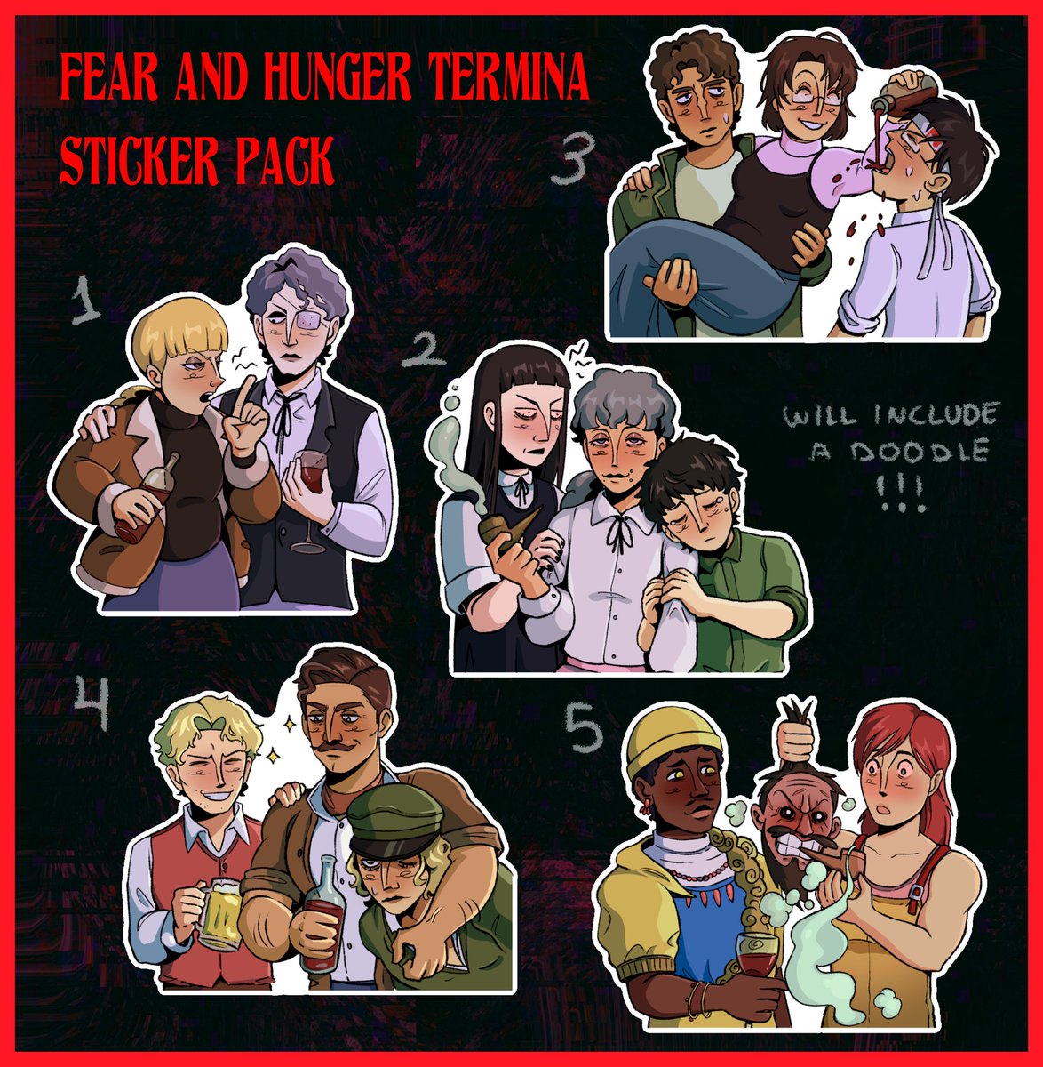 Last one!!! Also you can buy these as a sticker pack on my Etsy! (Link in bio! :0) #FearandHunger #funger