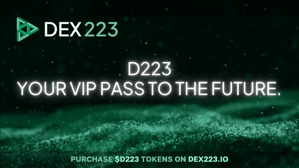 Don't miss out on the future of trading! Grab your VIP pass to seamless trades and exclusive perks with #D223, the utility token of @Dex223Official.
 Say goodbye to high fees and hello to a smooth trading experience! Get your #ERC223 #DEX223 #CryptoToken now at…