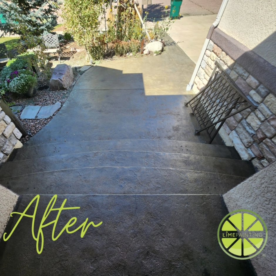 LIME_CR's tweet photo. Check out this upgrade! #limepaintingofcastlerock #LIMEPainting #GetLIMED #concretestaining #concretestain #concretedesign #concreterepair https://t.co/Xo0mDiW8Mv