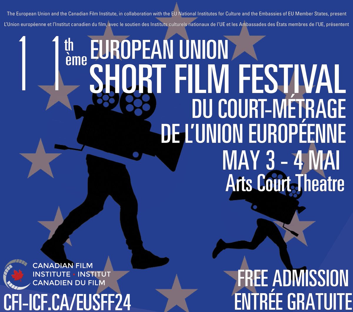 🎥🍿Hey, movie lovers: the EU Short Film Festival is back for an 11th edition! With short films from 22 EU countries, the #EUSFF promises a little something for everyone. 📅 May 3-4 📍 Ottawa Learn more: bit.ly/3WeWZzA